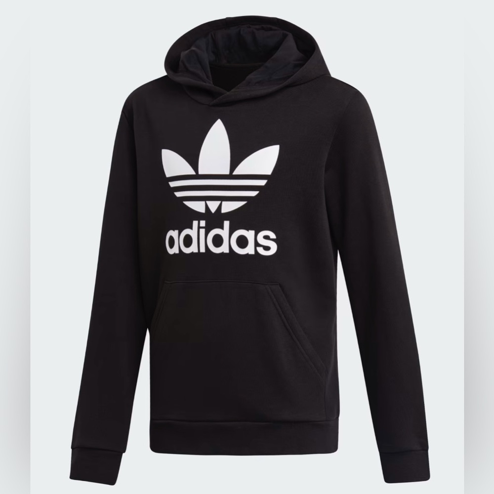 Adidas Black Trefoil Logo Hoodie Size XL Kids